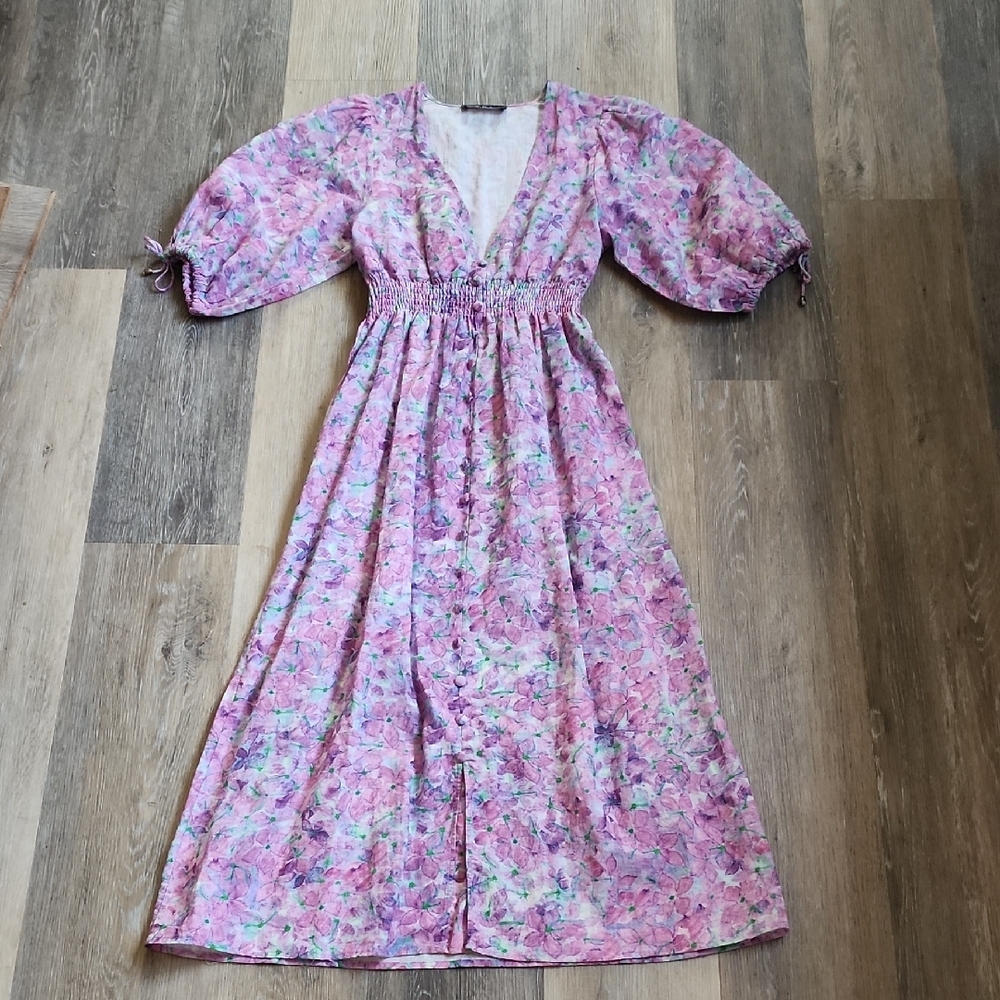 O.p.t Floral Dress with Puff Sleeves